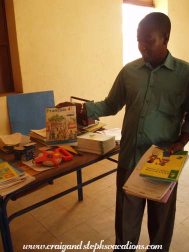 Daniel shows school materials