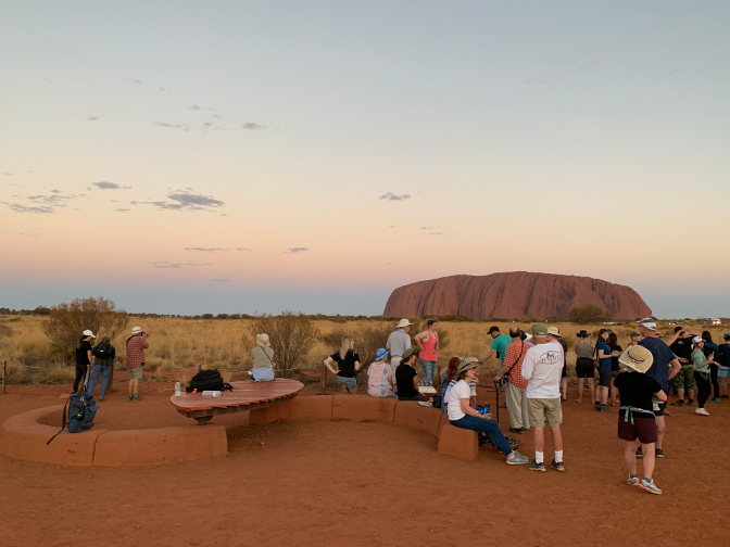 Sunset champagne and appetizers with a view of Uluru