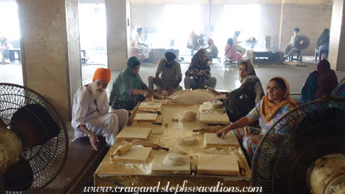 Food preparation at Guru Ram Das Langar