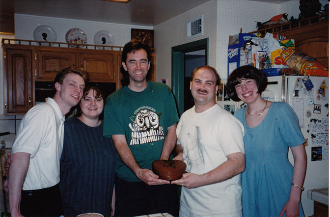 Eric, Crystal, birthday boys Andy and Craig, and Steph