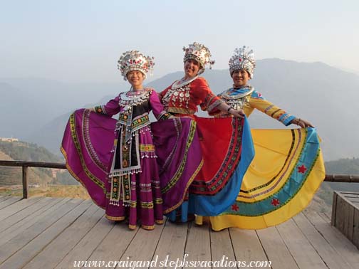 Steph and friends in traditional Miao clothing