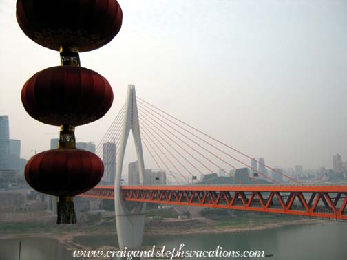 Qianximen Jialing River Bridge viewed from Hongya Dong, Chongqing