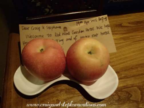 Welcome note at Red Wall Garden Hotel