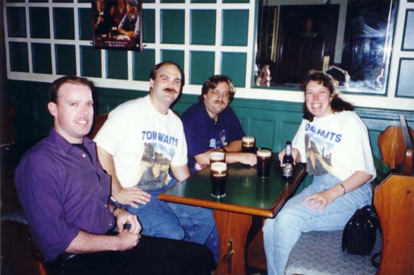 Pre-concert Raindog gathering at J.J. Foley's 9/19/99: Steve, Craig, Steve, Steph