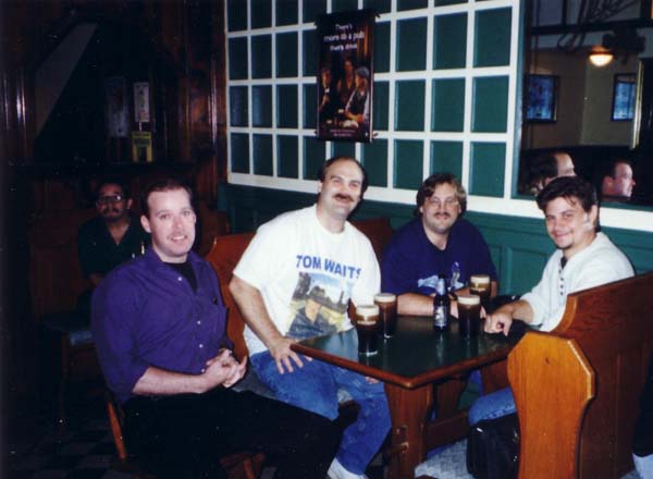 Pre-concert Raindog gathering at J.J. Foley's 9/19/99: Steve, Craig, Steve, Kenster