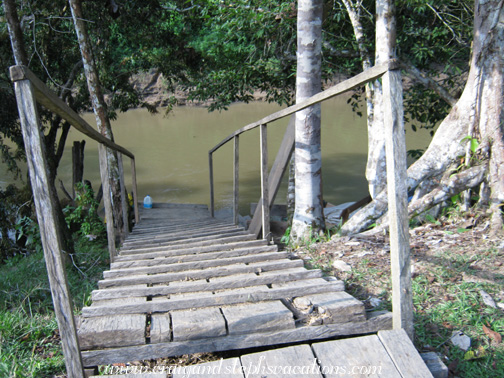 Steps down to the dock at Shiripuno Lodge