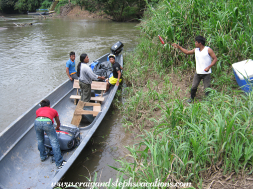 Unloading the canoe