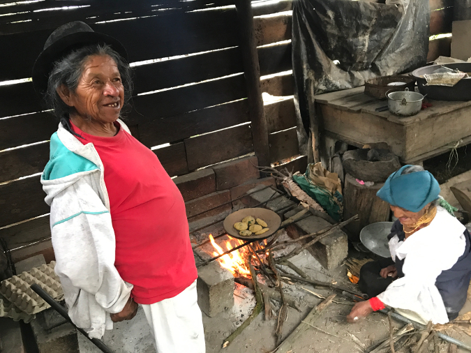Juan Pedro and Abuelita in the outdoor kitchen