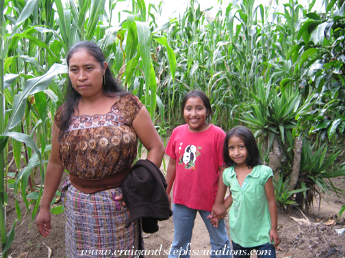 Paulina, Yasmin, and Aracely at the family farmland in San Gabriel