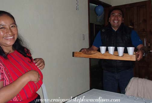 Juan serves the drinks