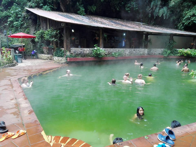 Enjoying the hot springs (photo courtesy of Humberto)