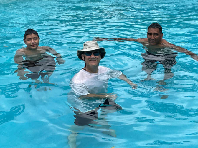Eddy, Craig, and Humverto swimming at Piscinas El Manantial