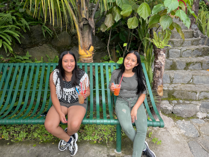 Yasmin and Aracely enjoying granizadas at Piscinas El Manantial