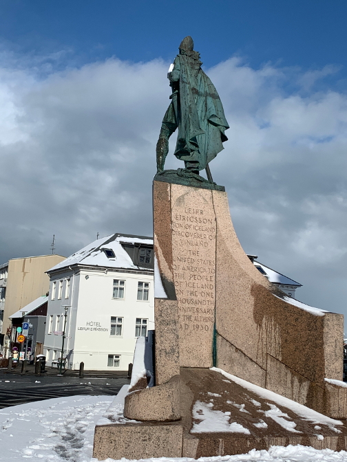 Leifur Eiriksson in the snow