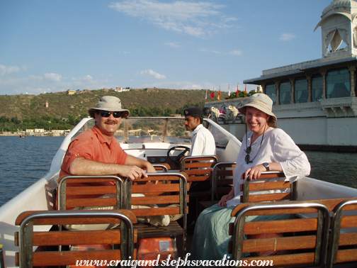 On the maharana's boat on Lake Pichola