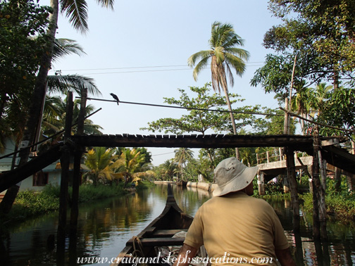 Exploring backwater canals in a motorized canoe