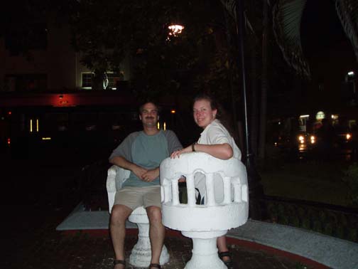 Craig and Steph on the conversation bench at the zocalo