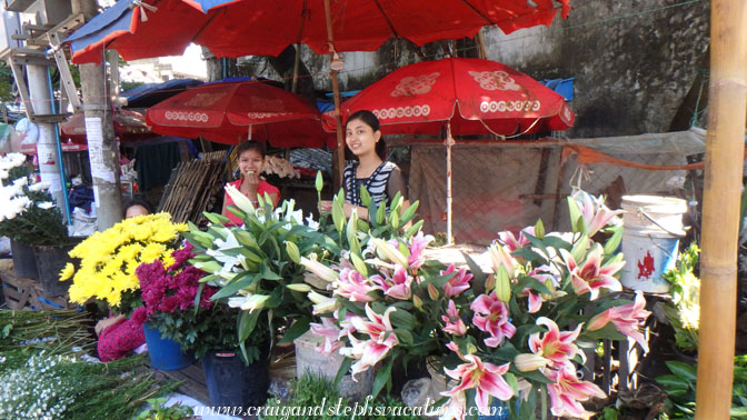 Flowers for sale at the Hledan market