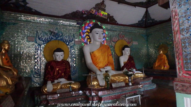 Buddha with a blingy halo at Shwedagon