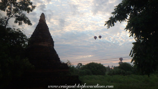 Hot air balloons over Bagan at dawn