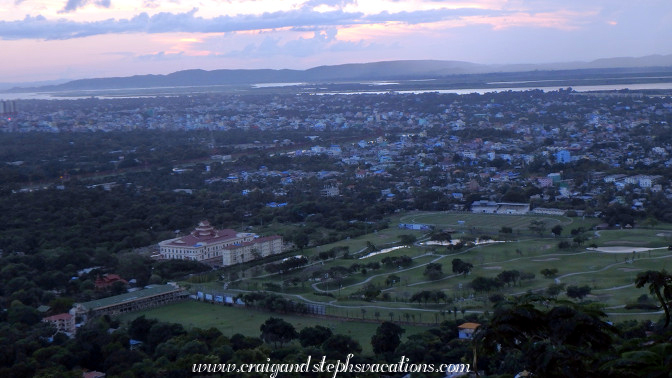 View of Mandalay, Irrawaddy River, and Shan Hills from Mandalay Hill