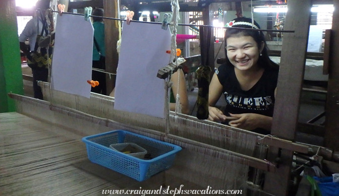 Smiling weaver, Shwe Sin Tai Silkwear