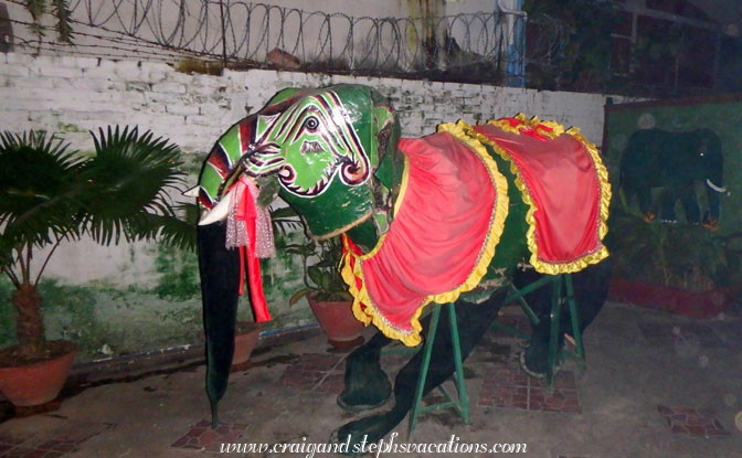 Elephant costume at the Green Elephant Restaurant