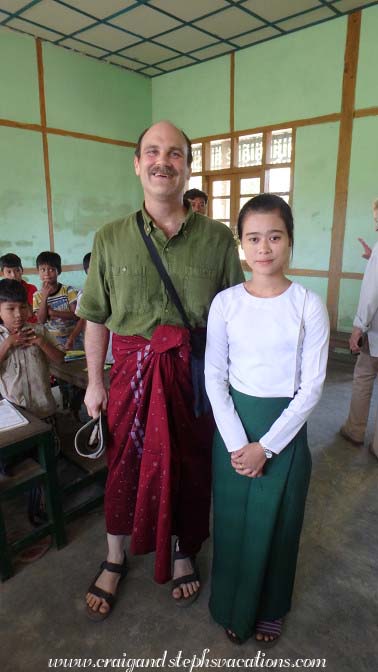 Craig and the teacher, Sa Pa Kyi Village