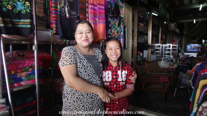 Shopkeepers from whom I bought an embroidered longyi