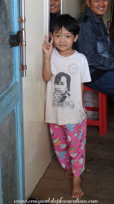 Little girl with Aung San Suu Kyi shirt