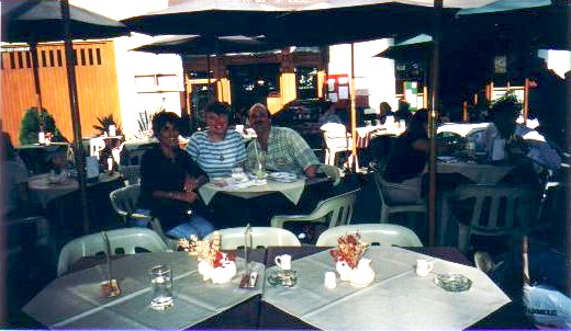 Milagros, Steph, and Craig at the Cafe de la Paz in Miraflores