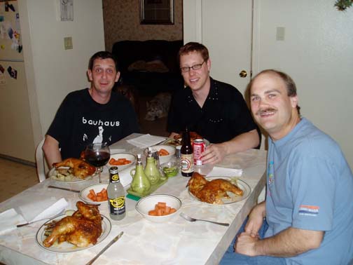 Tyson, Dan, and Craig - smoked chicken dinner