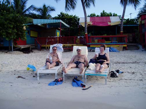 Steve, Craig, and Steph lounging at Coki