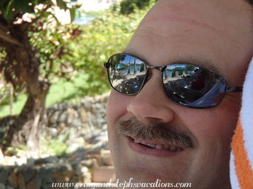 Secret Harbour reflected in Craig's sunglasses