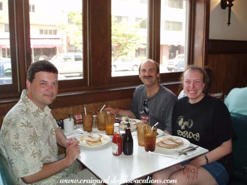 Kevin, Craig, and Steph at the Pancake Pantry