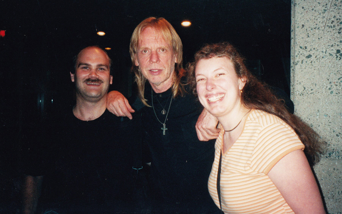 Craig, Rick Wakeman, and Steph in the lobby of the Delta Trois-Rivières after the performance