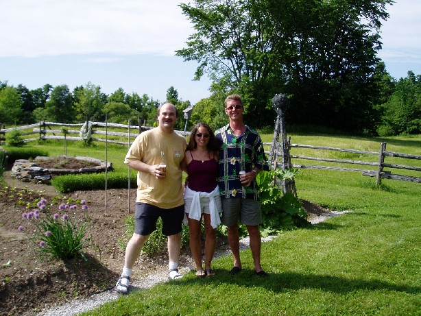 Craig, Tiffany, and Marty in front of one of the gardens at Tiffany's father's house