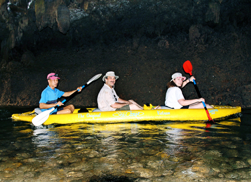 Sea Canoe Cuong, Craig, and Steph kayaking at Halong Bay (photo courtesy of Cuong)