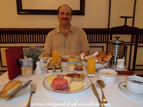 Craig enjoys breakfast at Le Beaulieu, Metropole Hotel, Hanoi