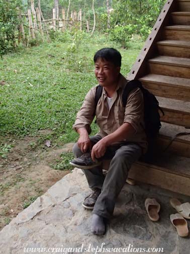 Chuong preparing to hike