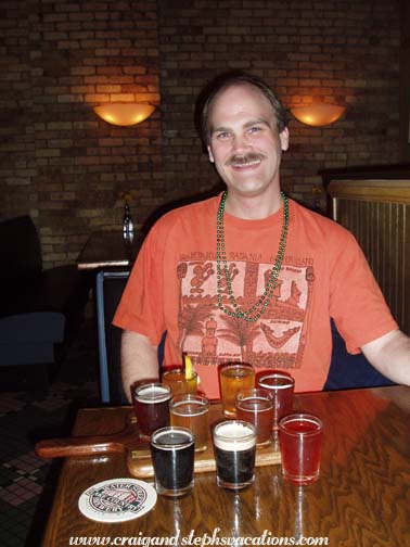Craig and his beer sampler, Water Street Brewery