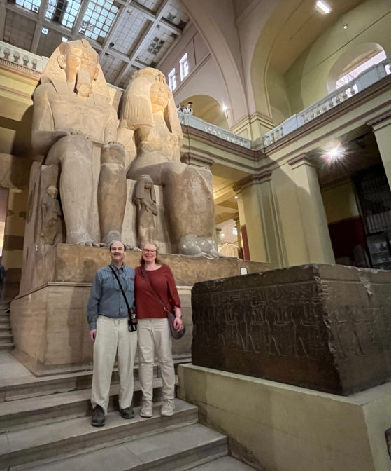 Egyptian Museum Cairo: Colossal statue of Amenhotep III and Tiye and their three daughters
