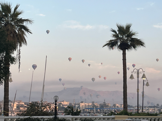 Hot air balloons above the Valley of the Kings