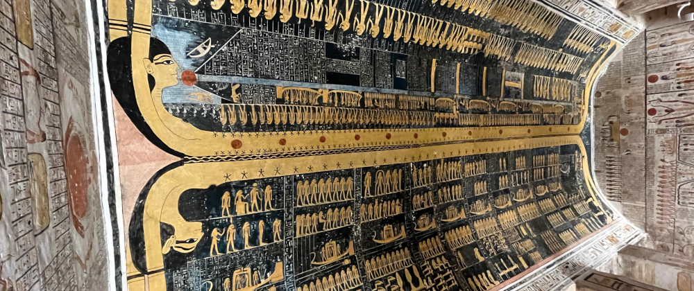 Ceiling showing Sky Goddess Nut and texts from the Book of the Day, Tomb of Ramesses VI