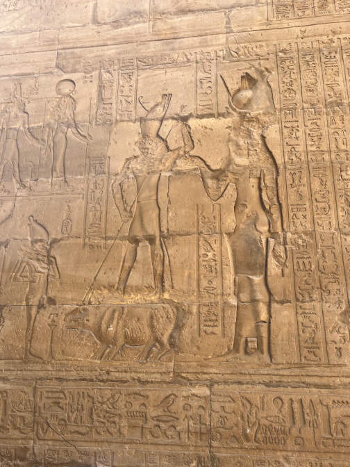 Horus hunting his uncle Seth (pictured as a hippo), Edfu Temple
