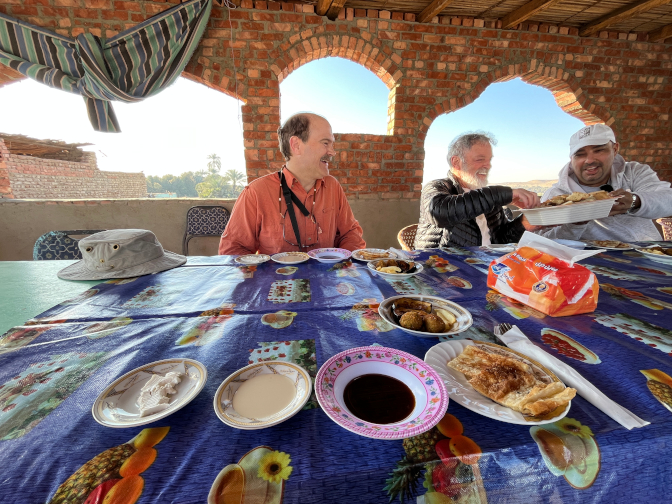 Breakfast on the Elreheem family's roof deck