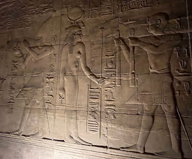 Raised relief carvings at Philae Temple