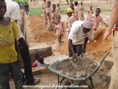 Cementing the pipe into place