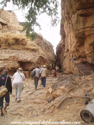 Walking from the school to the village