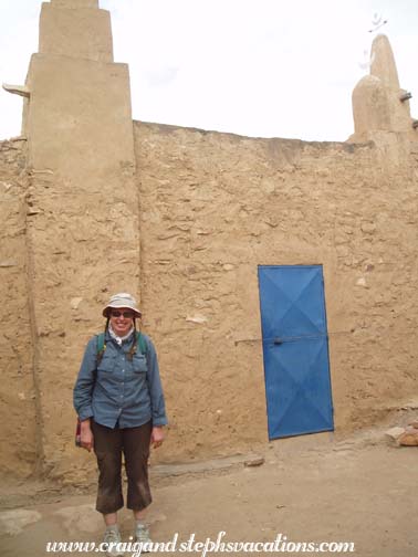 Steph in front of the new mosque